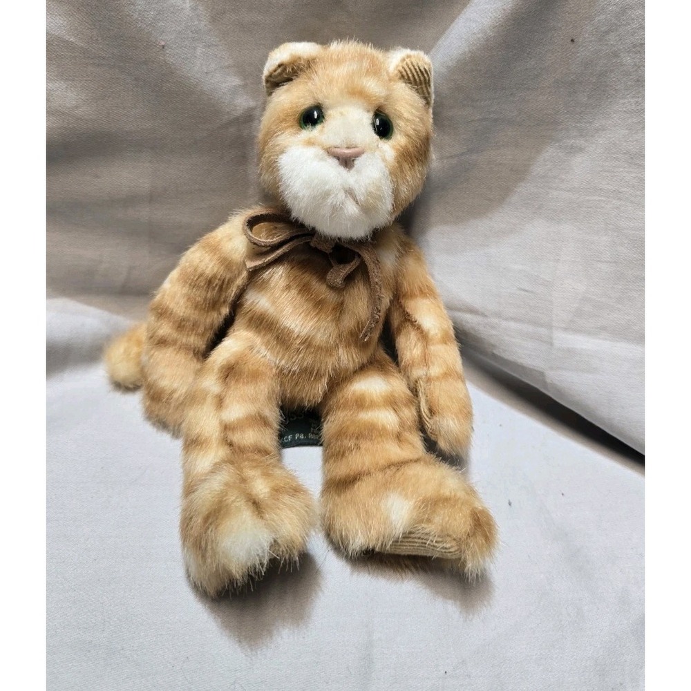 Russ Berrie Heartcraft Collection TABATHA 8" Brown Tabby Cat Plush w/Green Eyes